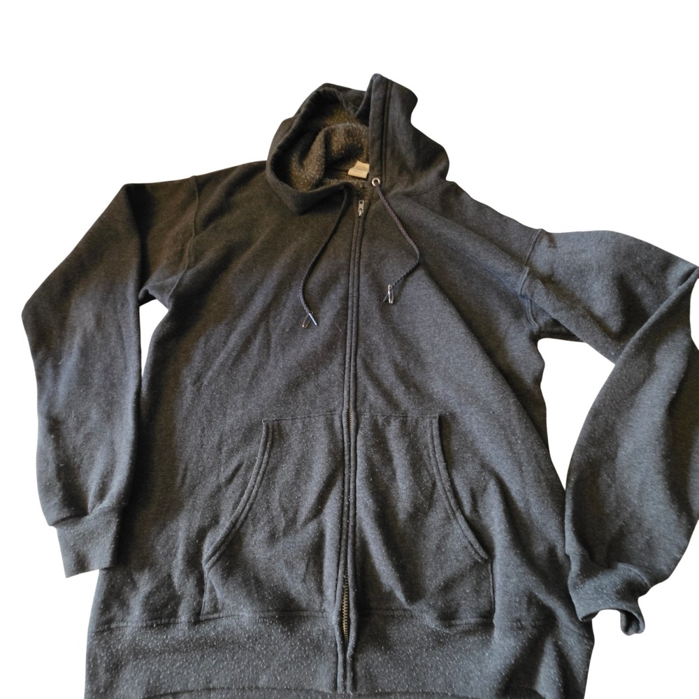 Hanes EcoSmart Mens Full Zip Hoodie Charcoal Gray Heather Fleece Jacket Medium